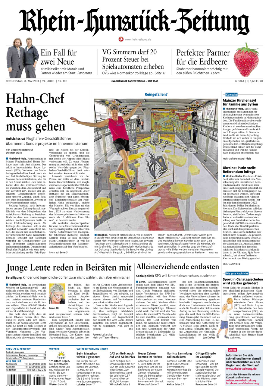 Rhein-Hunsrück-Zeitung vom Donnerstag, 08.05.2014
