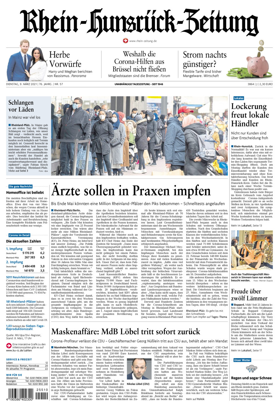 Rhein-Hunsrück-Zeitung vom Dienstag, 09.03.2021