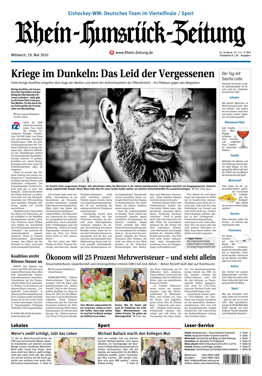 Rhein-Hunsrück-Zeitung vom Mittwoch, 19.05.2010