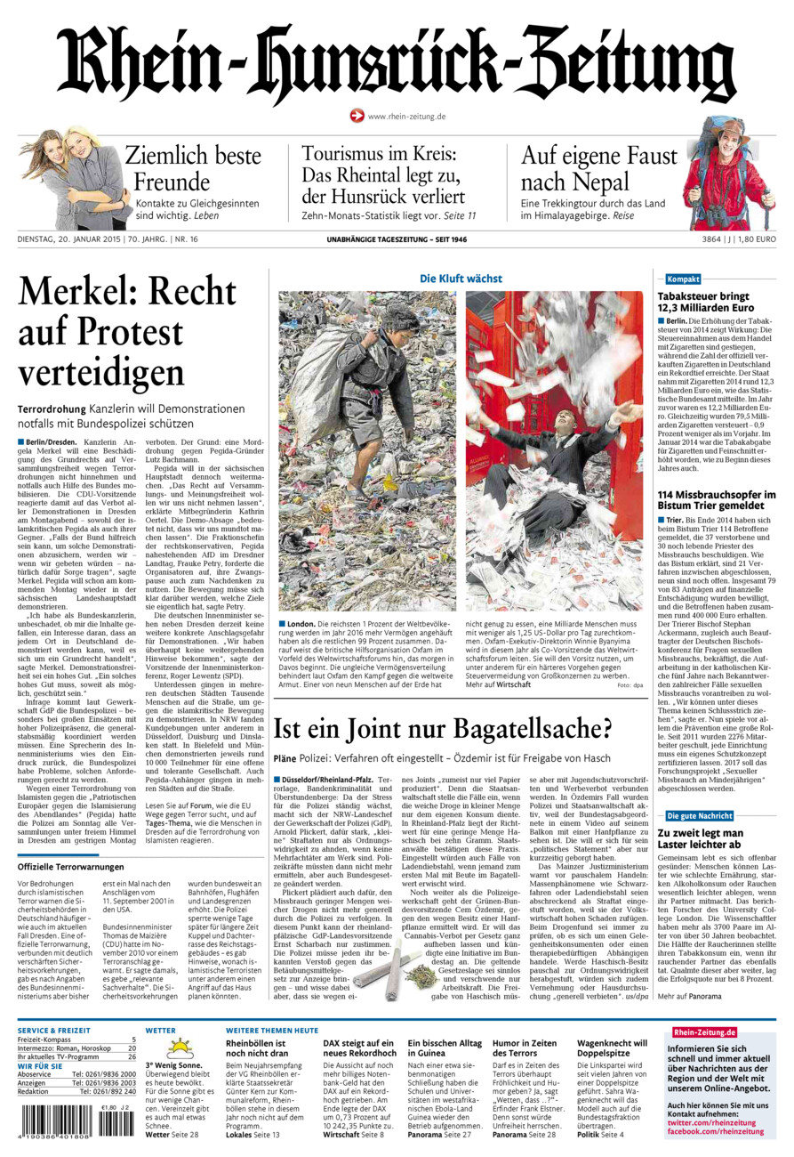 Rhein-Hunsrück-Zeitung vom Dienstag, 20.01.2015