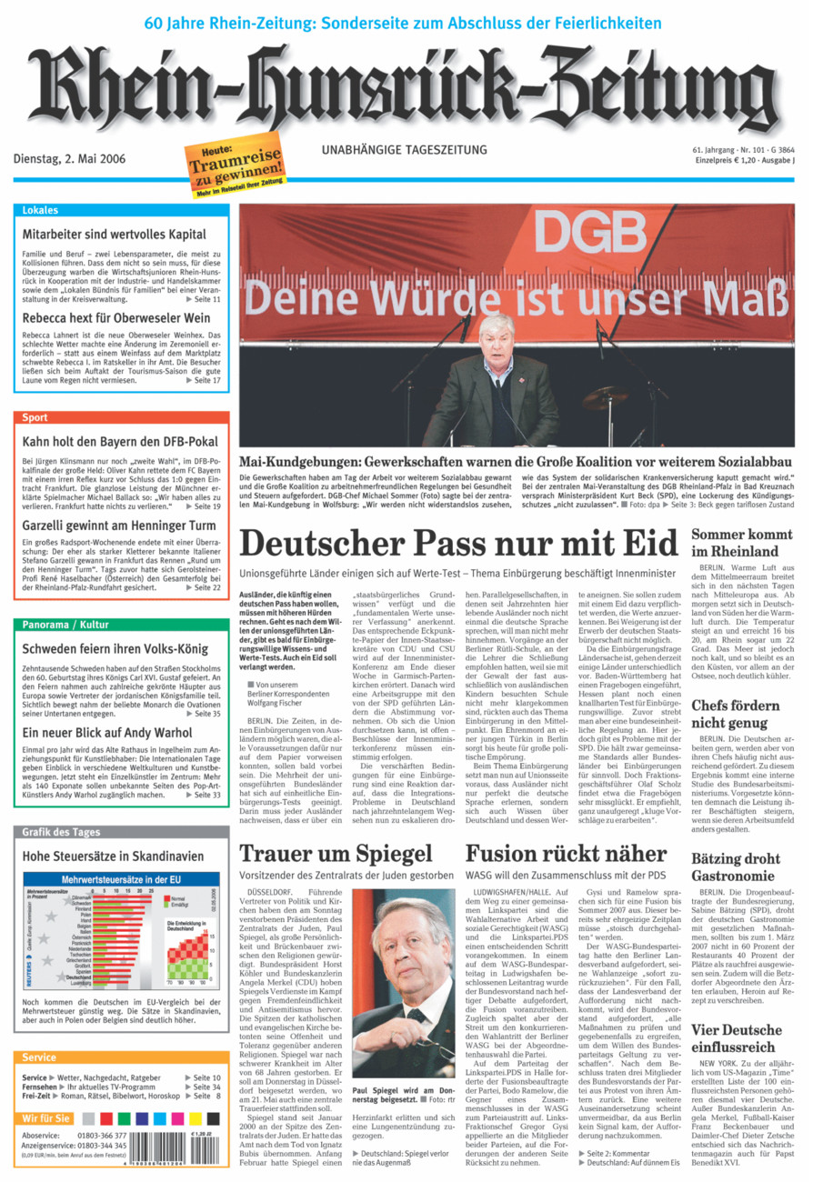 Rhein-Hunsrück-Zeitung vom Dienstag, 02.05.2006