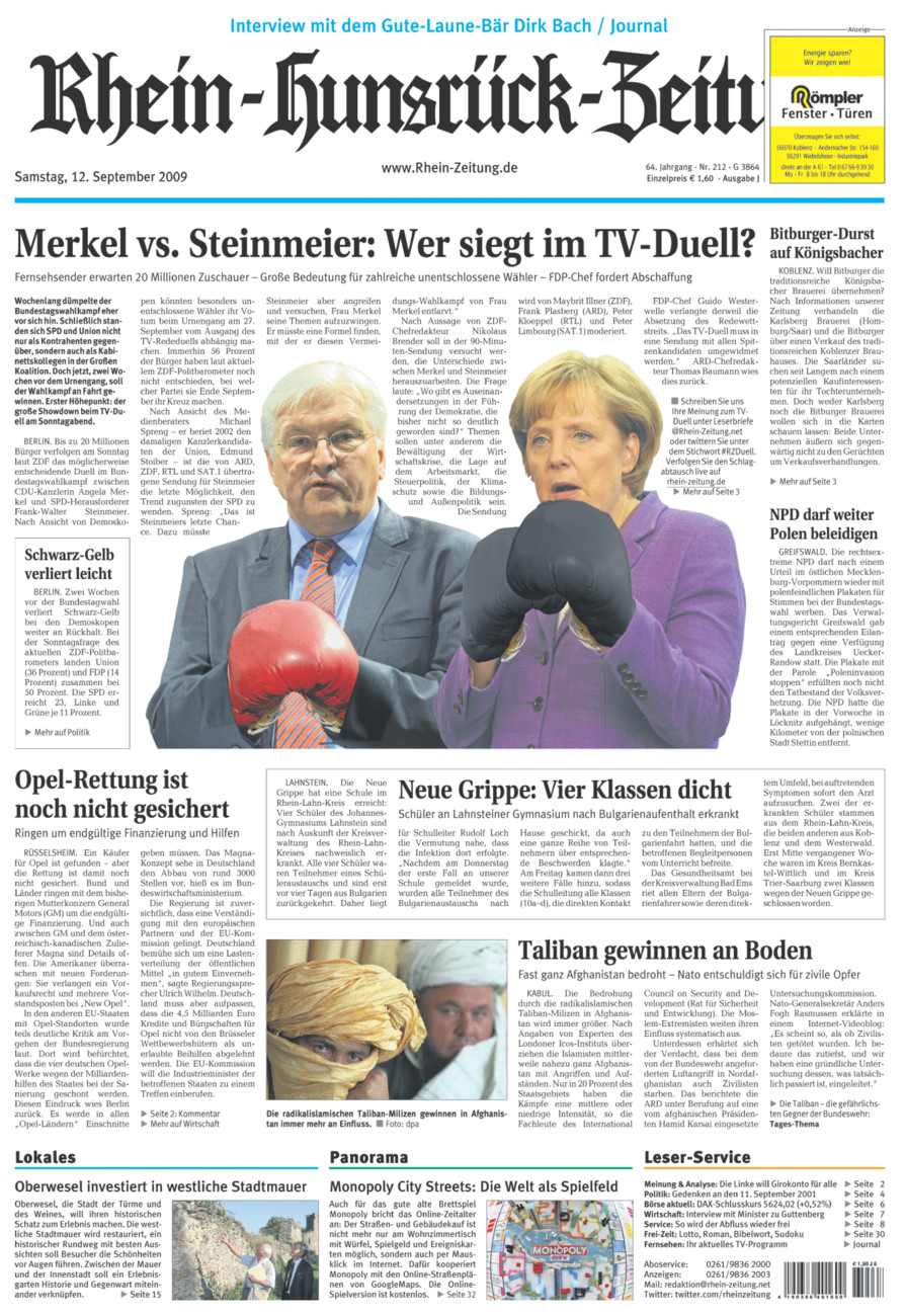 Rhein-Hunsrück-Zeitung vom Samstag, 12.09.2009