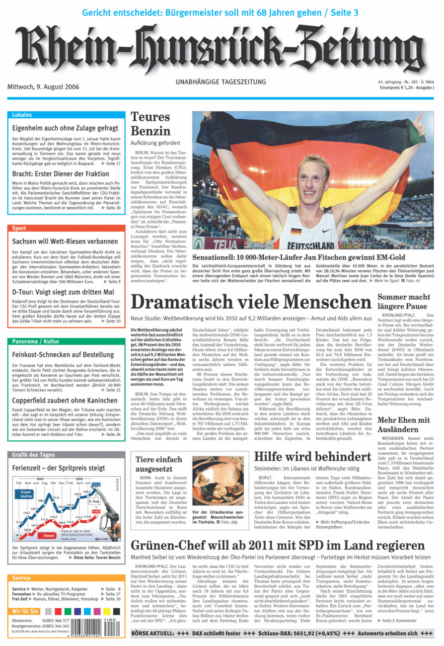 Rhein-Hunsrück-Zeitung vom Mittwoch, 09.08.2006