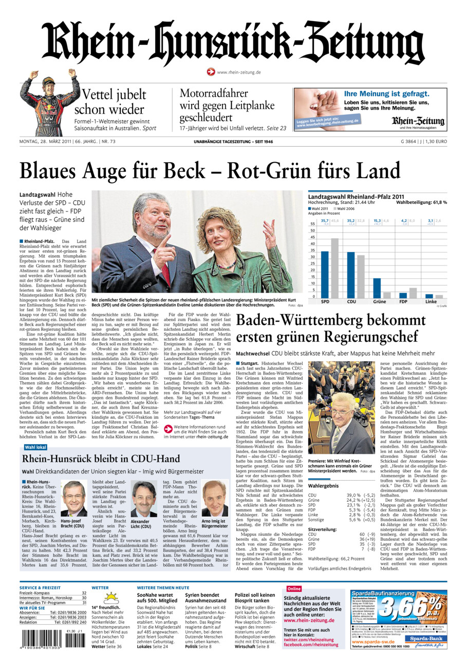 Rhein-Hunsrück-Zeitung vom Montag, 28.03.2011