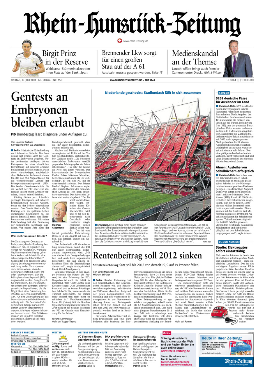 Rhein-Hunsrück-Zeitung vom Freitag, 08.07.2011