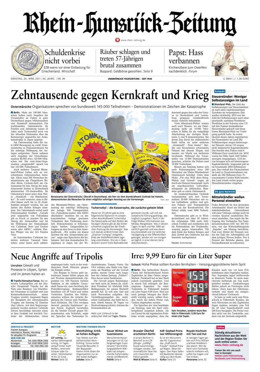 Rhein-Hunsrück-Zeitung vom Dienstag, 26.04.2011