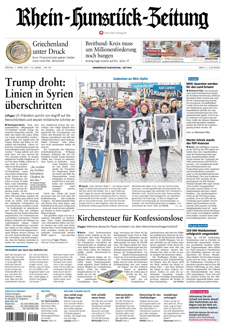 Rhein-Hunsrück-Zeitung vom Freitag, 07.04.2017
