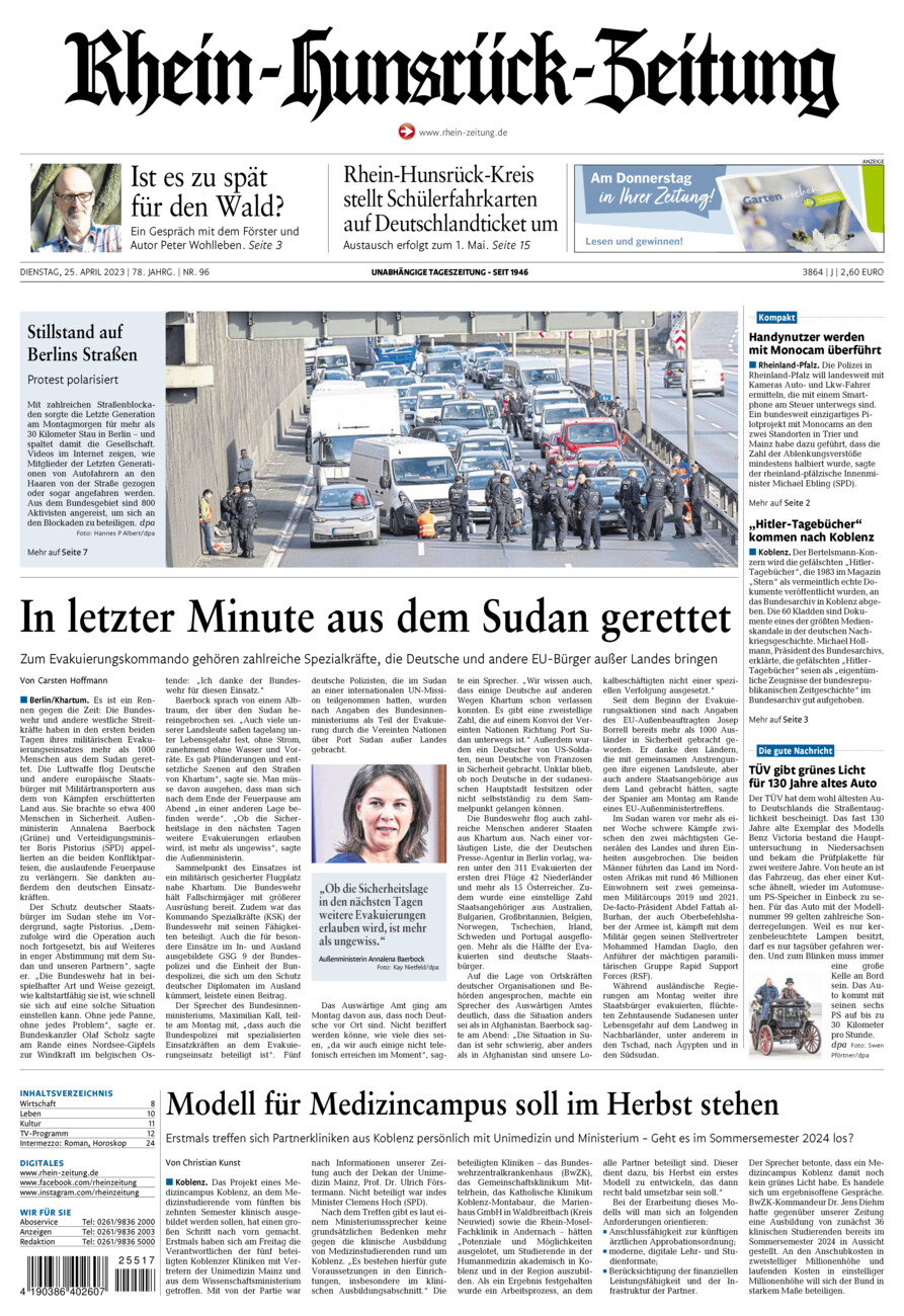 Rhein-Hunsrück-Zeitung vom Dienstag, 25.04.2023