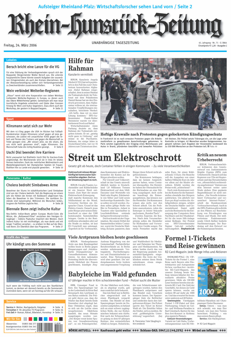 Rhein-Hunsrück-Zeitung vom Freitag, 24.03.2006
