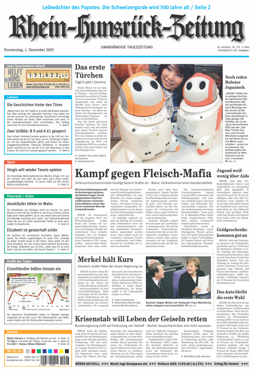 Rhein-Hunsrück-Zeitung vom Donnerstag, 01.12.2005