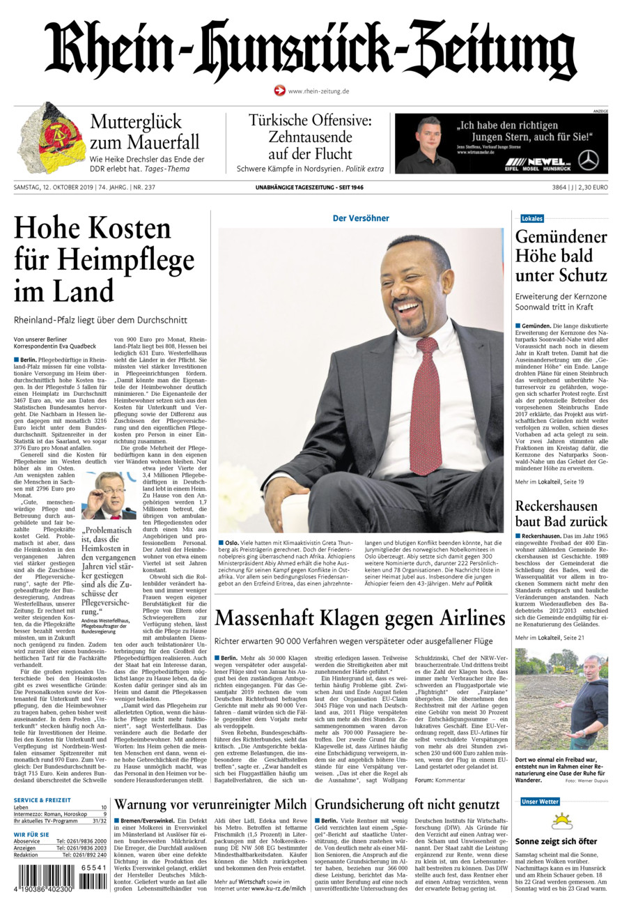 Rhein-Hunsrück-Zeitung vom Samstag, 12.10.2019