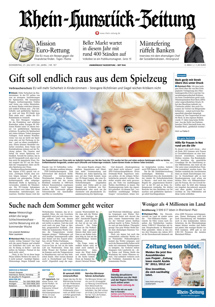 Rhein-Hunsrück-Zeitung vom Donnerstag, 21.07.2011