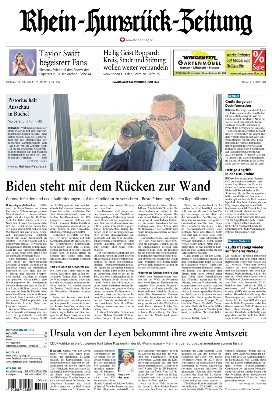 Rhein-Hunsrück-Zeitung vom Freitag, 19.07.2024