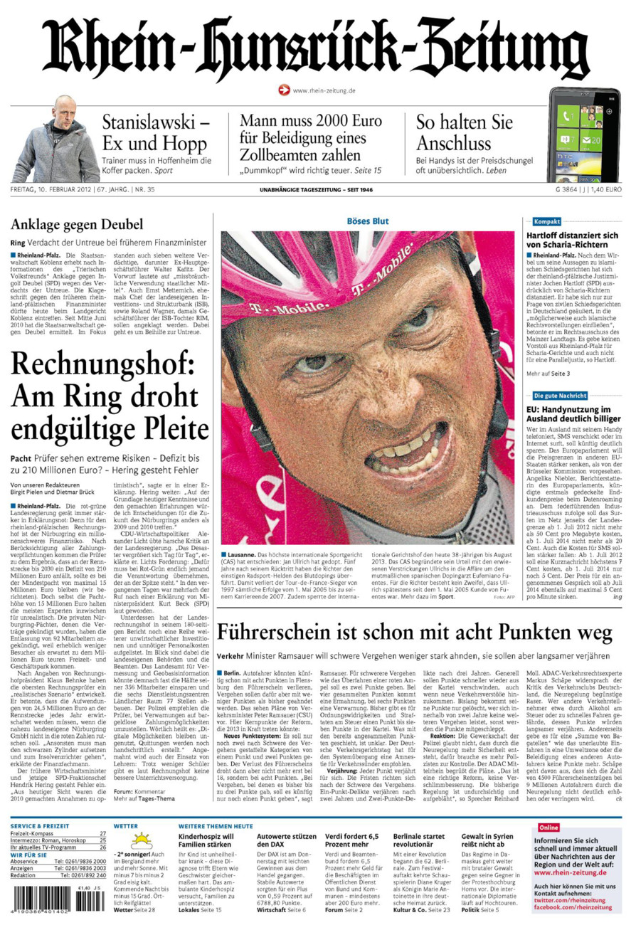 Rhein-Hunsrück-Zeitung vom Freitag, 10.02.2012