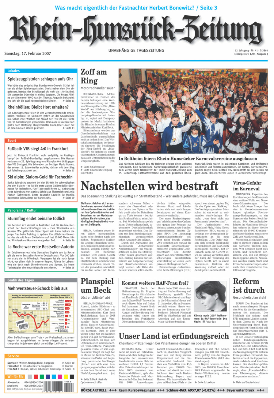 Rhein-Hunsrück-Zeitung vom Samstag, 17.02.2007