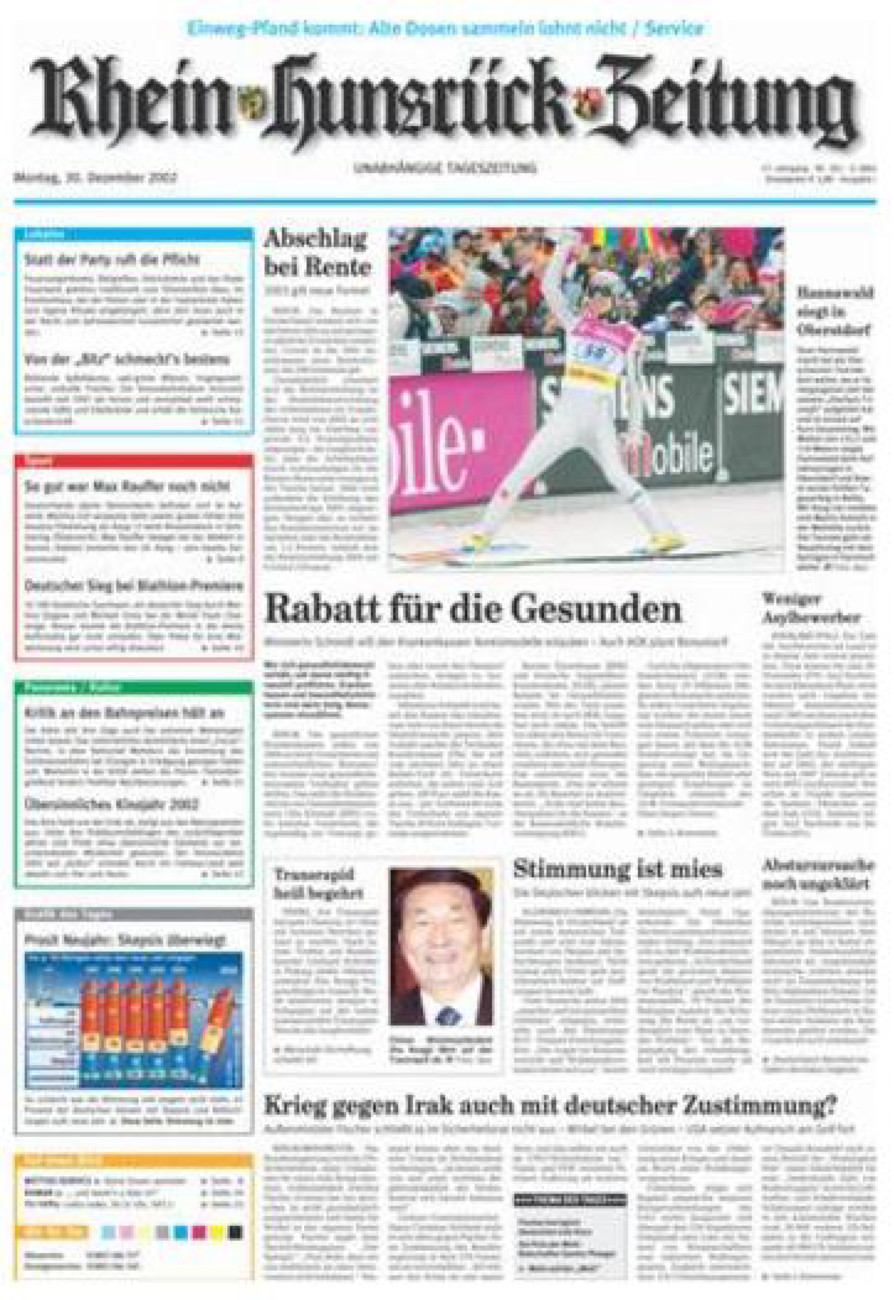 Rhein-Hunsrück-Zeitung vom Montag, 30.12.2002
