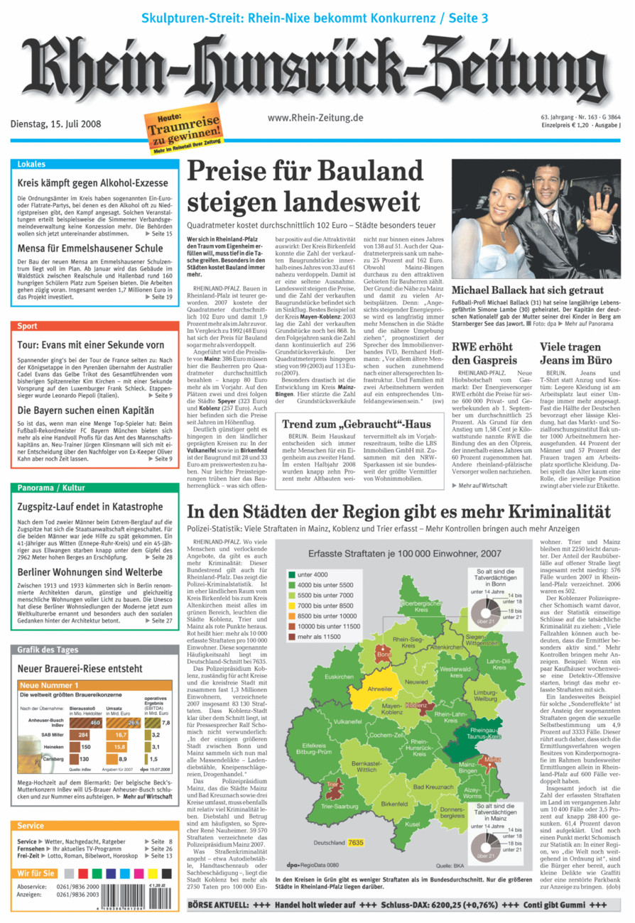 Rhein-Hunsrück-Zeitung vom Dienstag, 15.07.2008