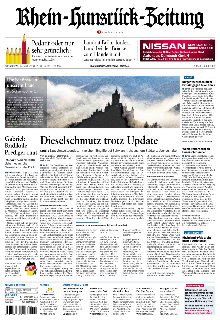 Rhein-Hunsrück-Zeitung vom Donnerstag, 24.08.2017