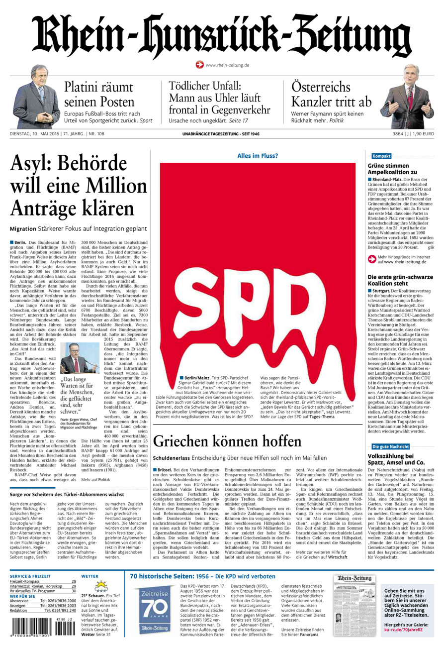 Rhein-Hunsrück-Zeitung vom Dienstag, 10.05.2016