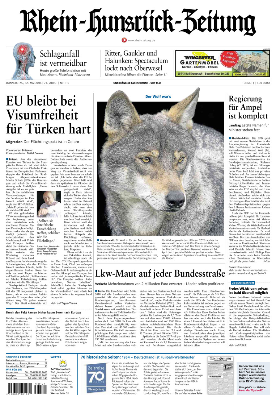 Rhein-Hunsrück-Zeitung vom Donnerstag, 12.05.2016