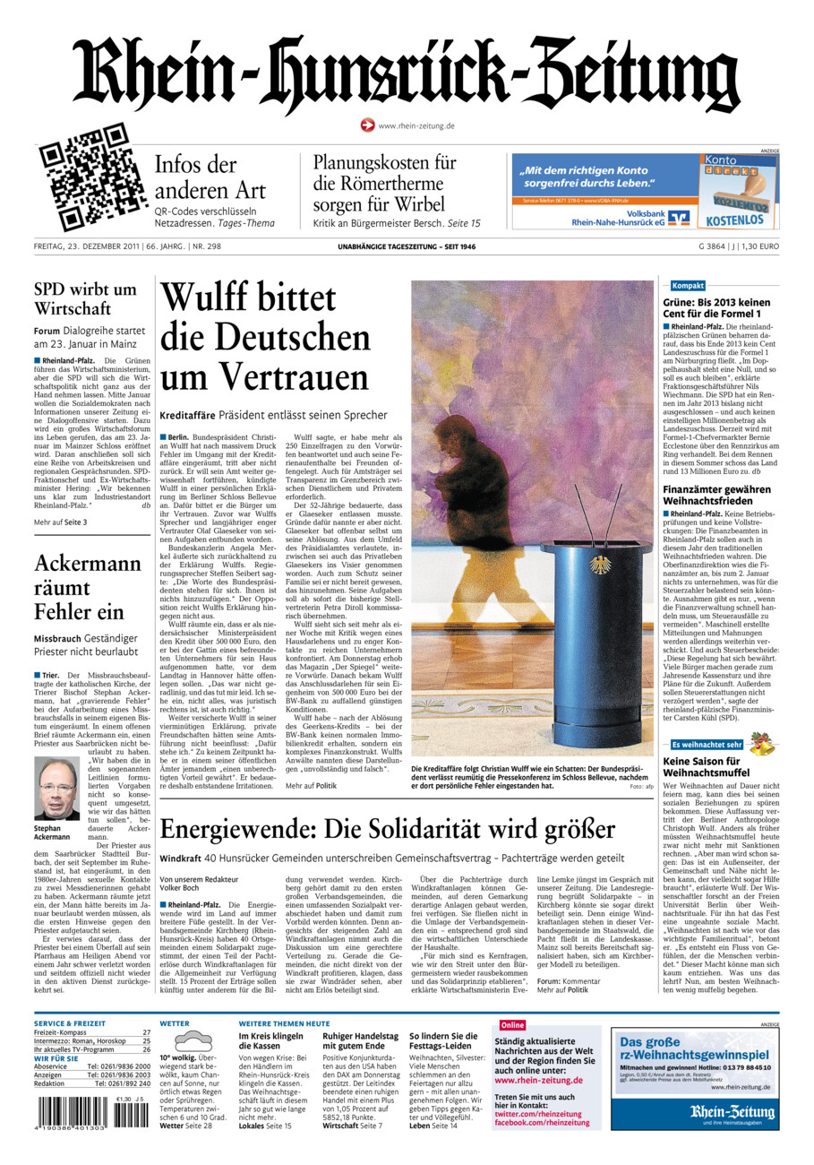 Rhein-Hunsrück-Zeitung vom Freitag, 23.12.2011