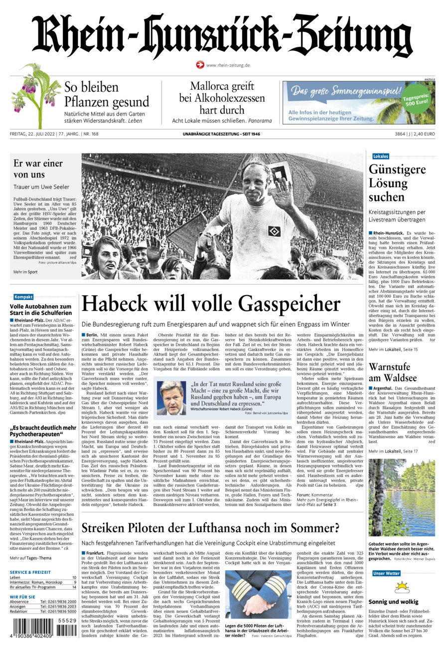 Rhein-Hunsrück-Zeitung vom Freitag, 22.07.2022