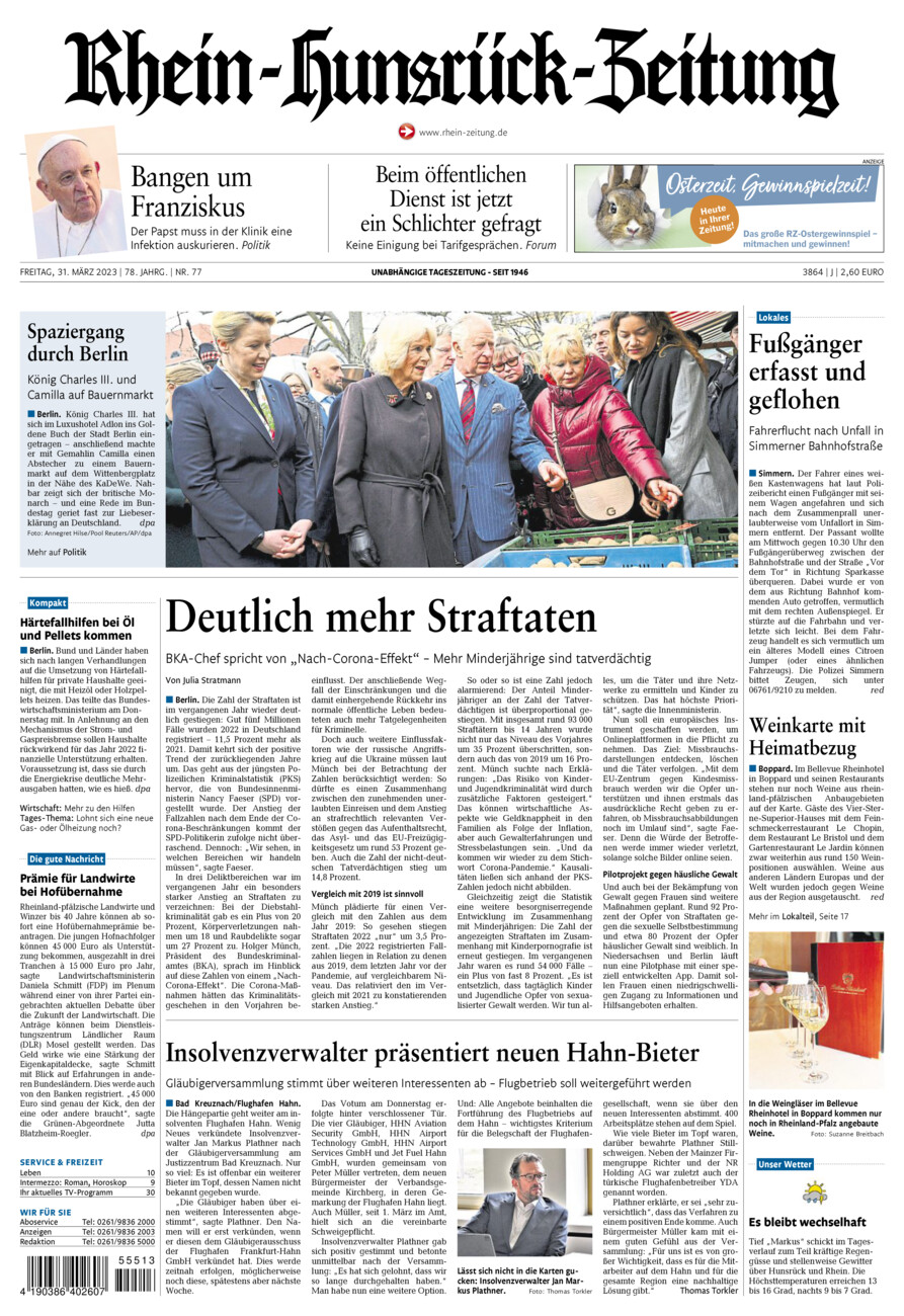 Rhein-Hunsrück-Zeitung vom Freitag, 31.03.2023