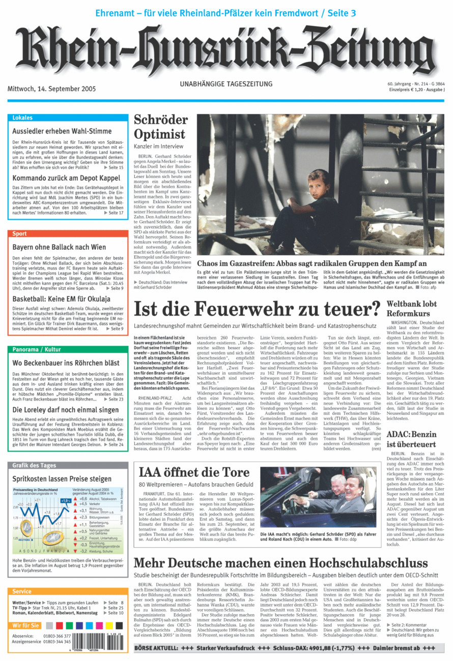 Rhein-Hunsrück-Zeitung vom Mittwoch, 14.09.2005