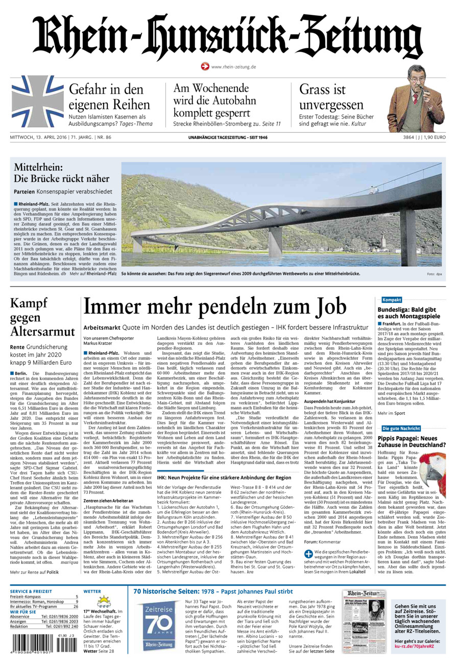 Rhein-Hunsrück-Zeitung vom Mittwoch, 13.04.2016