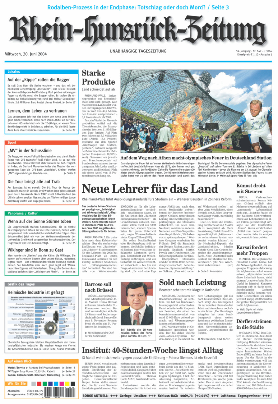 Rhein-Hunsrück-Zeitung vom Mittwoch, 30.06.2004