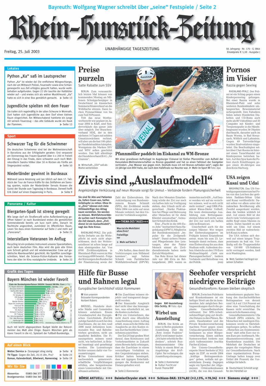 Rhein-Hunsrück-Zeitung vom Freitag, 25.07.2003