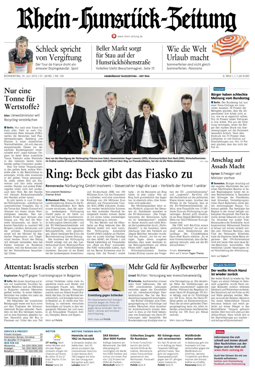 Rhein-Hunsrück-Zeitung vom Donnerstag, 19.07.2012