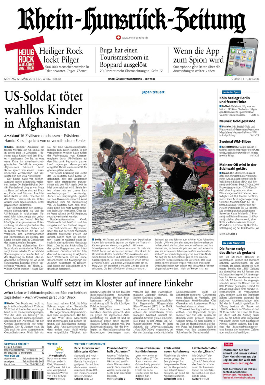 Rhein-Hunsrück-Zeitung vom Montag, 12.03.2012