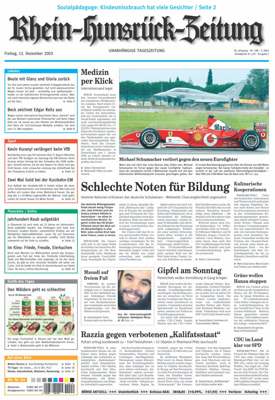 Rhein-Hunsrück-Zeitung vom Freitag, 12.12.2003