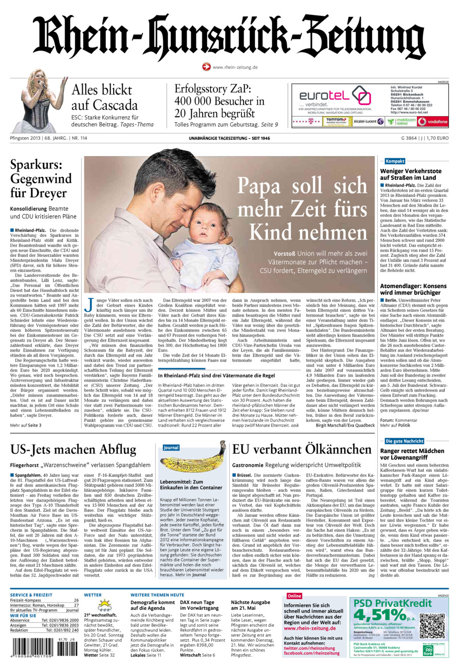 Rhein-Hunsrück-Zeitung vom Samstag, 18.05.2013