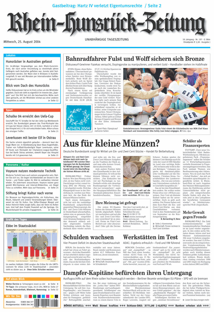 Rhein-Hunsrück-Zeitung vom Mittwoch, 25.08.2004