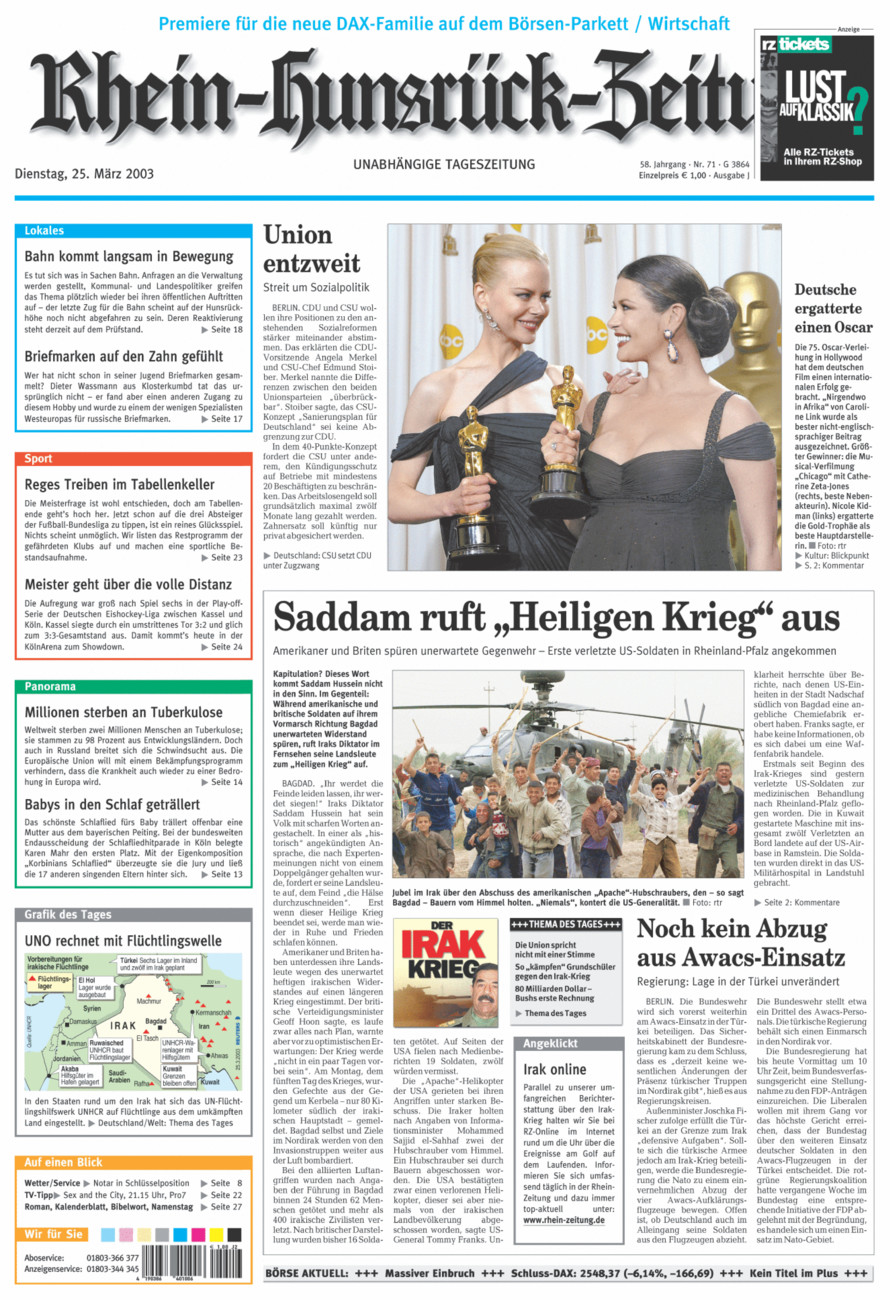 Rhein-Hunsrück-Zeitung vom Dienstag, 25.03.2003