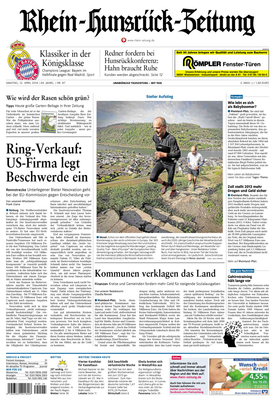 Rhein-Hunsrück-Zeitung vom Samstag, 12.04.2014
