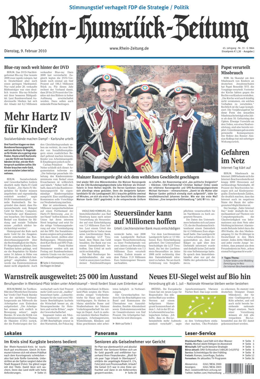 Rhein-Hunsrück-Zeitung vom Dienstag, 09.02.2010