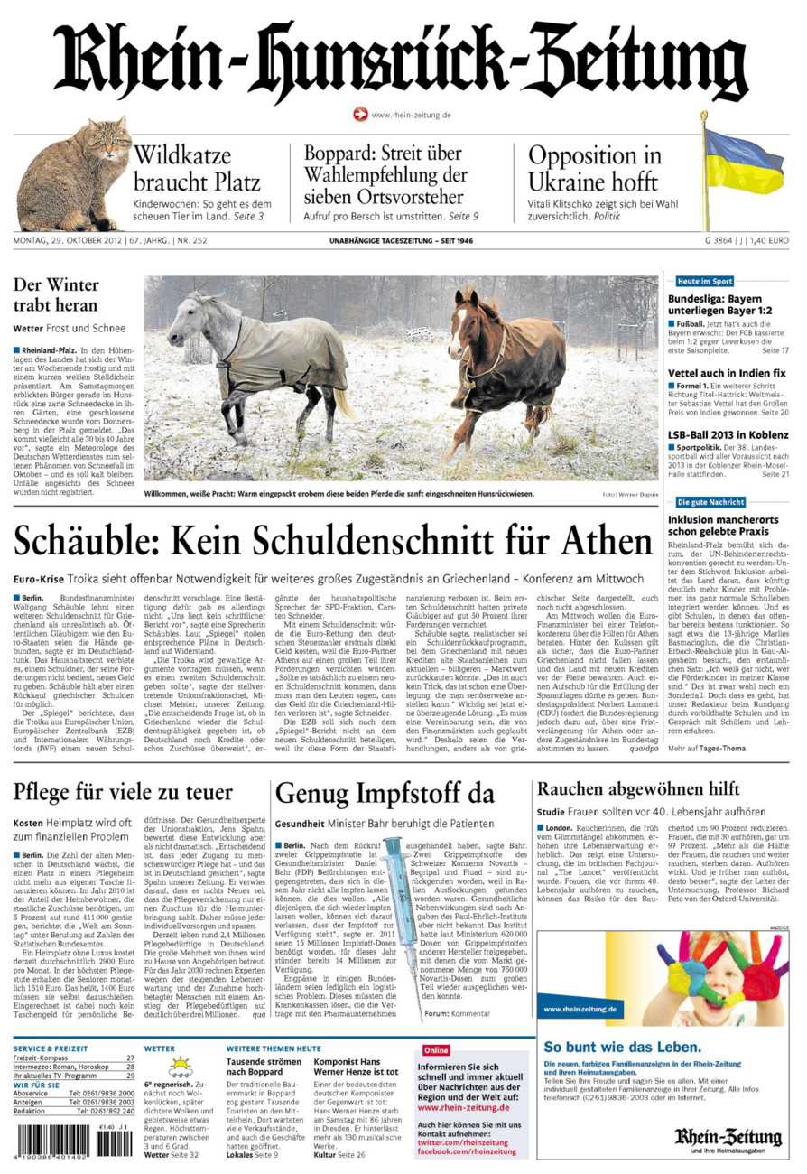 Rhein-Hunsrück-Zeitung vom Montag, 29.10.2012