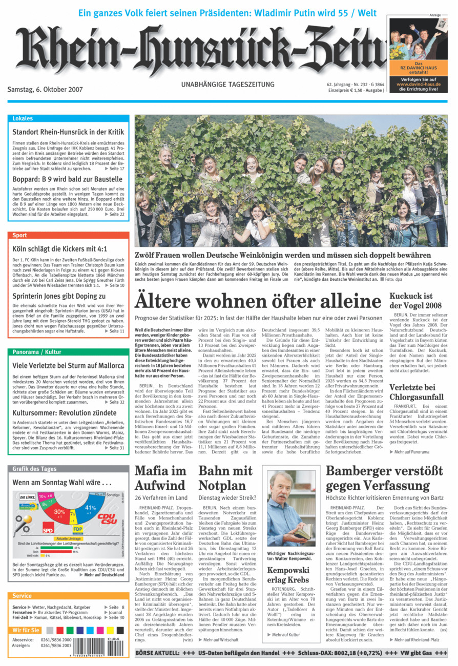 Rhein-Hunsrück-Zeitung vom Samstag, 06.10.2007