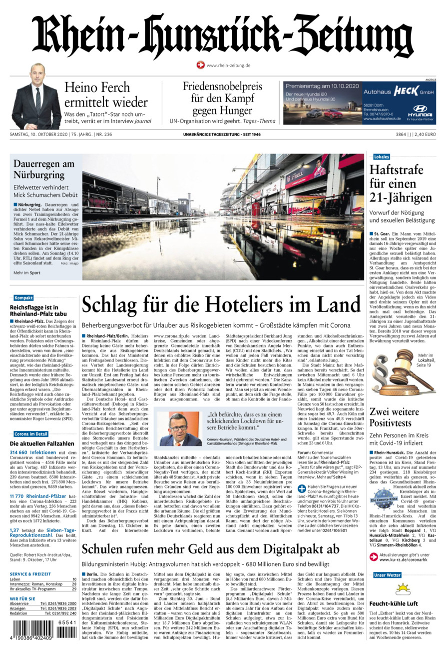 Rhein-Hunsrück-Zeitung vom Samstag, 10.10.2020