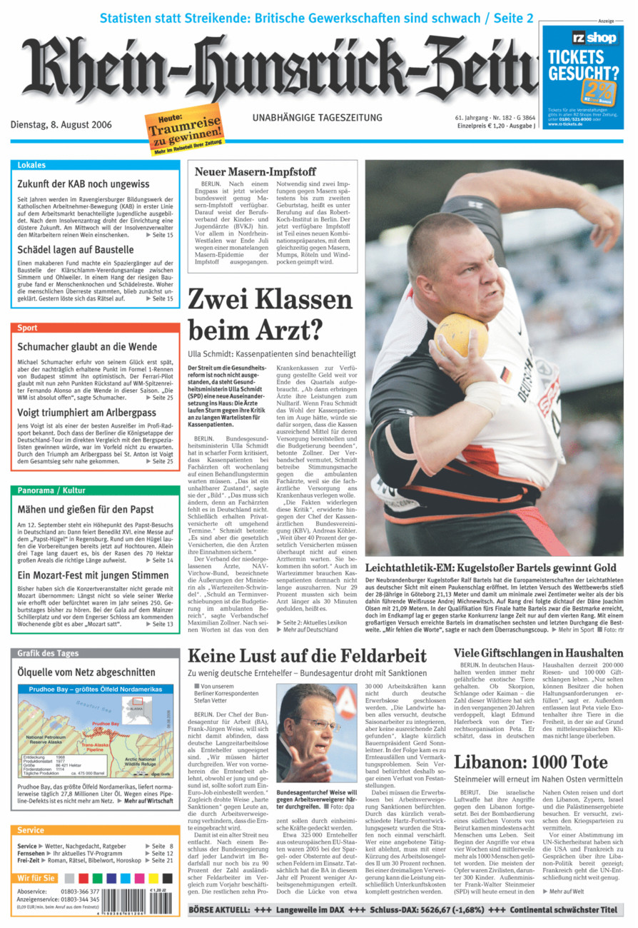 Rhein-Hunsrück-Zeitung vom Dienstag, 08.08.2006