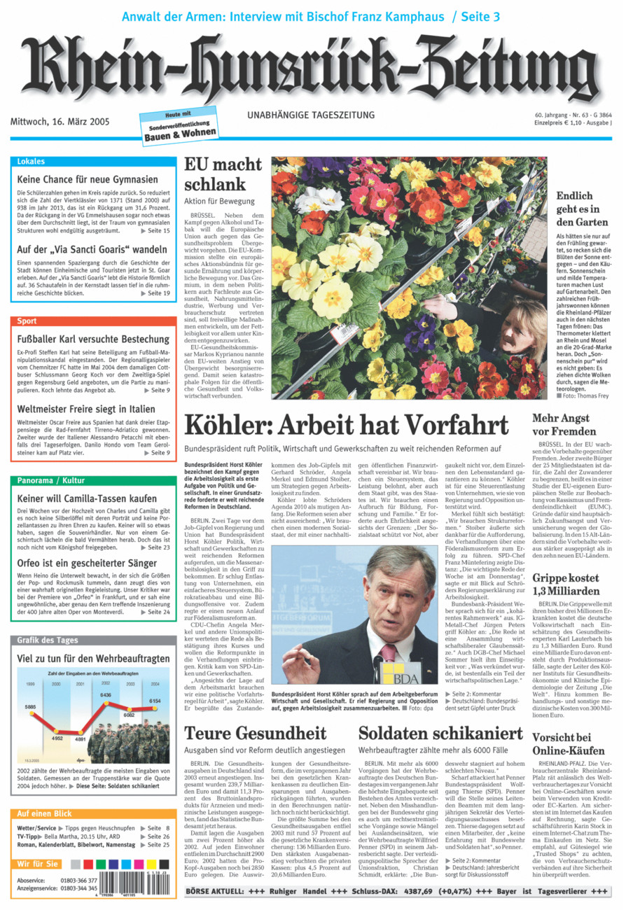 Rhein-Hunsrück-Zeitung vom Mittwoch, 16.03.2005