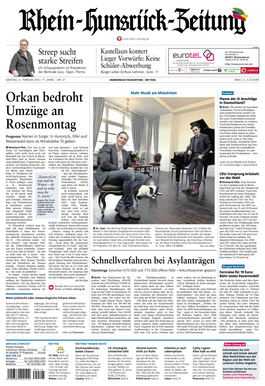 Rhein-Hunsrück-Zeitung vom Samstag, 06.02.2016