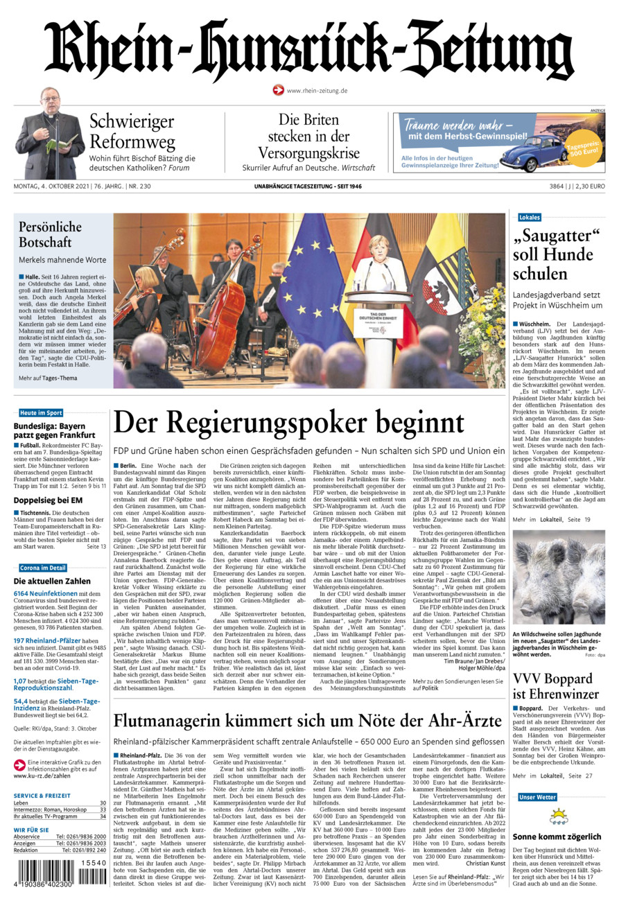 Rhein-Hunsrück-Zeitung vom Montag, 04.10.2021