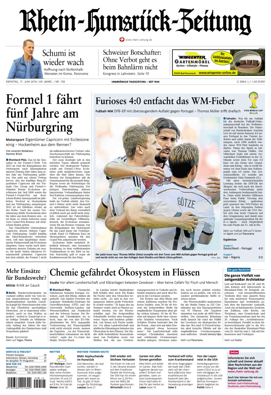 Rhein-Hunsrück-Zeitung vom Dienstag, 17.06.2014