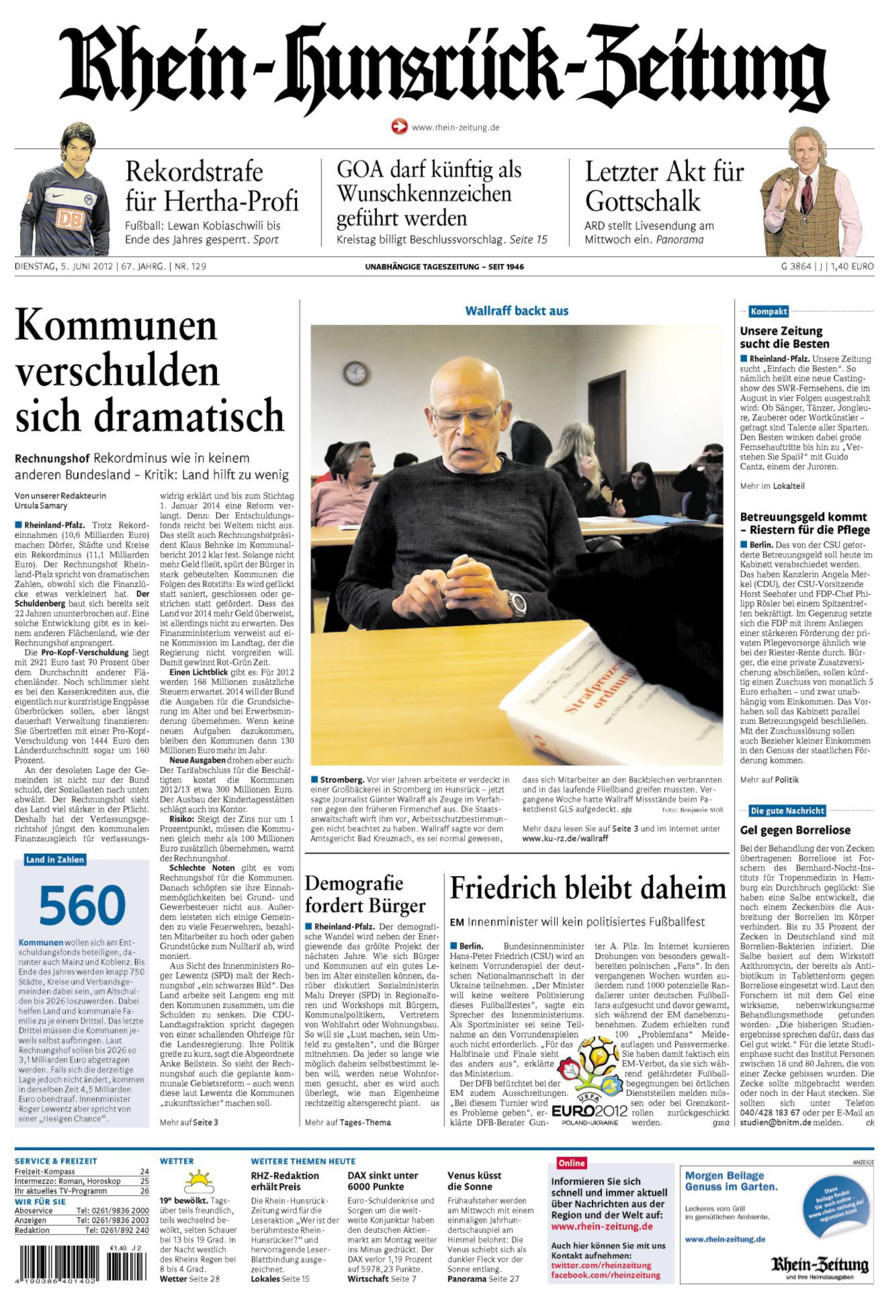 Rhein-Hunsrück-Zeitung vom Dienstag, 05.06.2012