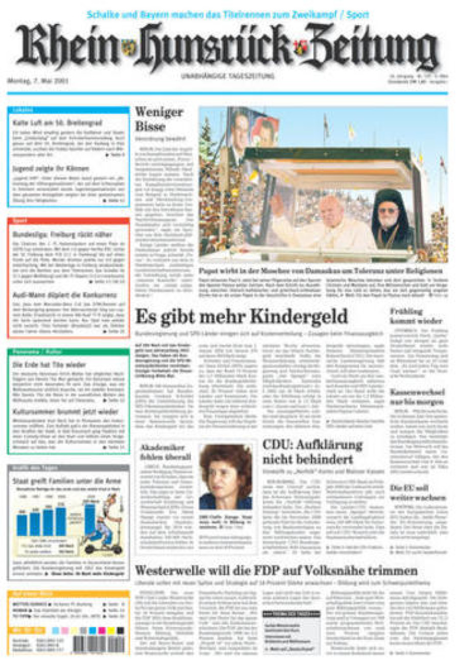Rhein-Hunsrück-Zeitung vom Montag, 07.05.2001