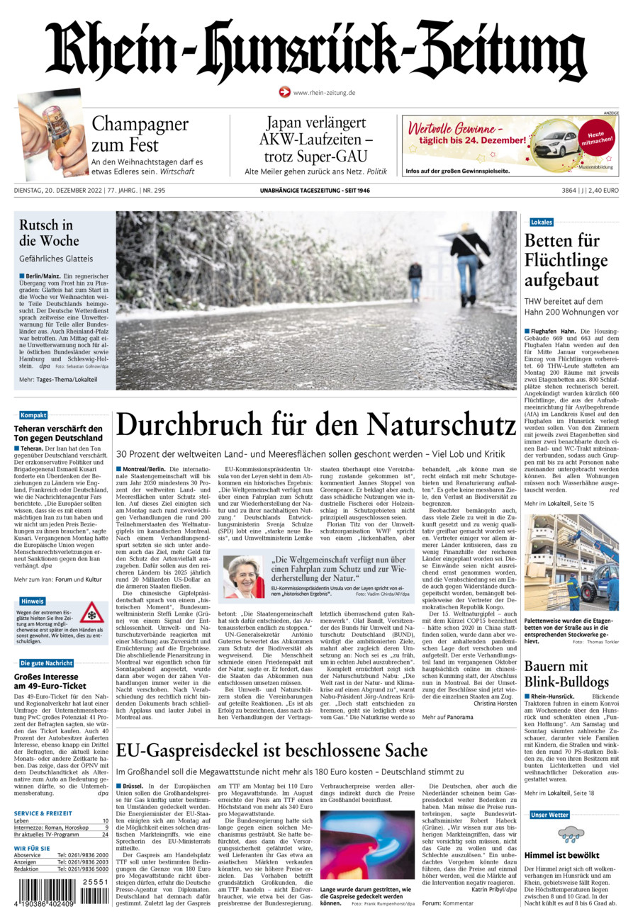 Rhein-Hunsrück-Zeitung vom Dienstag, 20.12.2022